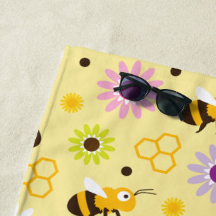 Bee & Flowers Beach Towel