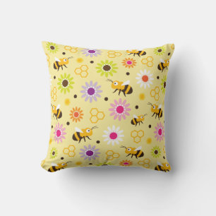 Bee & Flowers Cushion