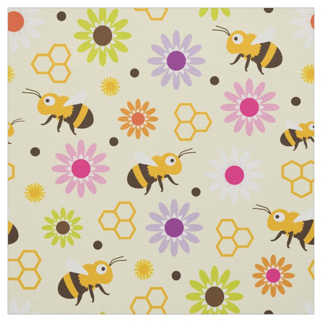 Bee & Flowers Fabric (Swatch)