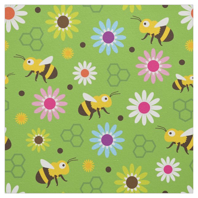 Bee & Flowers Fabric (Swatch)