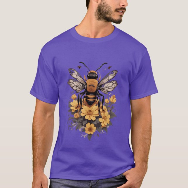 bee flowers retro T-Shirt (Front)