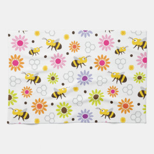 Bee & Flowers Tea Towel