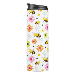 Bee & Flowers Thermal Tumbler