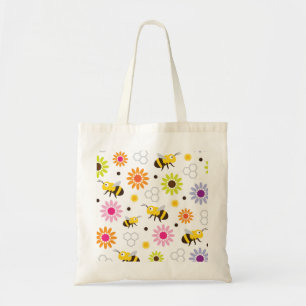 Bee & Flowers Tote Bag