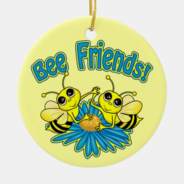 Bee Friends Ceramic Ornament (Front)