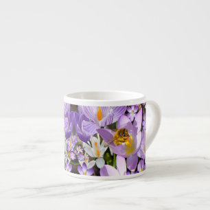 Bee Gathering Nectar from Crocus flowers Coffee Mu Espresso Cup