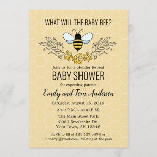Bee Gender Reveal Baby Shower Invitation