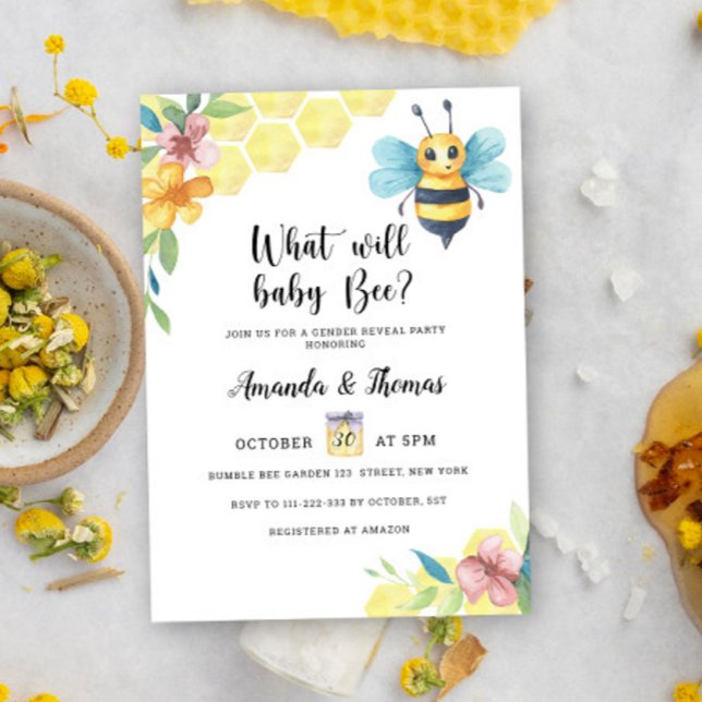 Bee gender reveal invitation (Creator Uploaded)