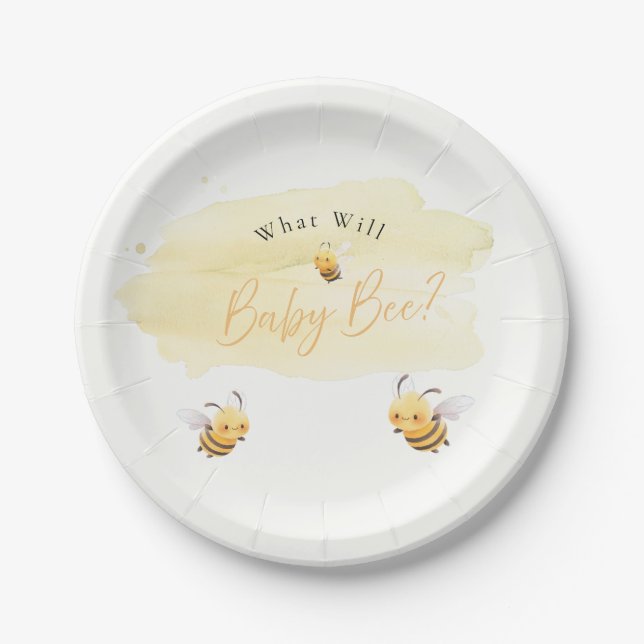 Bee Gender Reveal Party Plates What Will Baby Bee (Front)