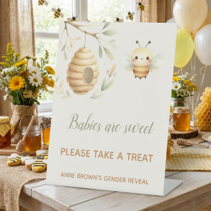 Bee Gender Reveal Please Take a Treat Pedestal Sign