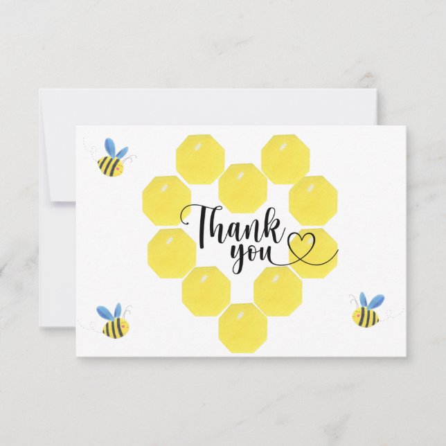 Bee gender reveal thank you card (Front)