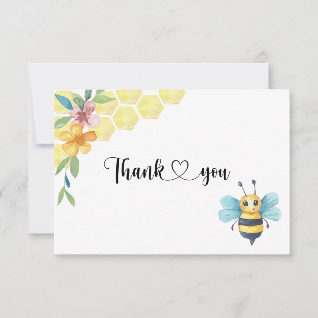 Bee gender reveal thank you card (Front)