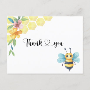 Bee gender reveal thank you card