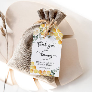 Bee gender reveal thank you tag