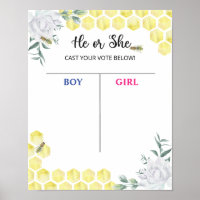 Bee Gender Reveal Voting Board Poster