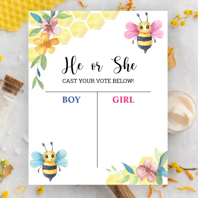 Bee Gender Reveal Voting Board Poster (Creator Uploaded)