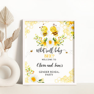 Bee gender reveal welcome sign