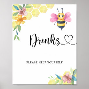 Bee Girl Baby shower - Drinks help yourself Poster