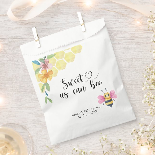 Bee girl baby shower - sweet as can bee favour bag (Clipped)