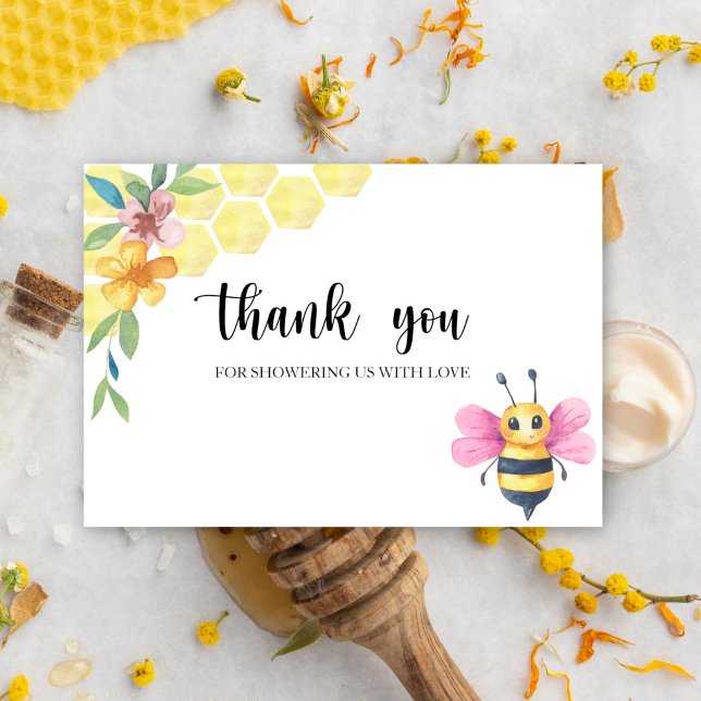 Bee girl baby shower thank you card (Creator Uploaded)