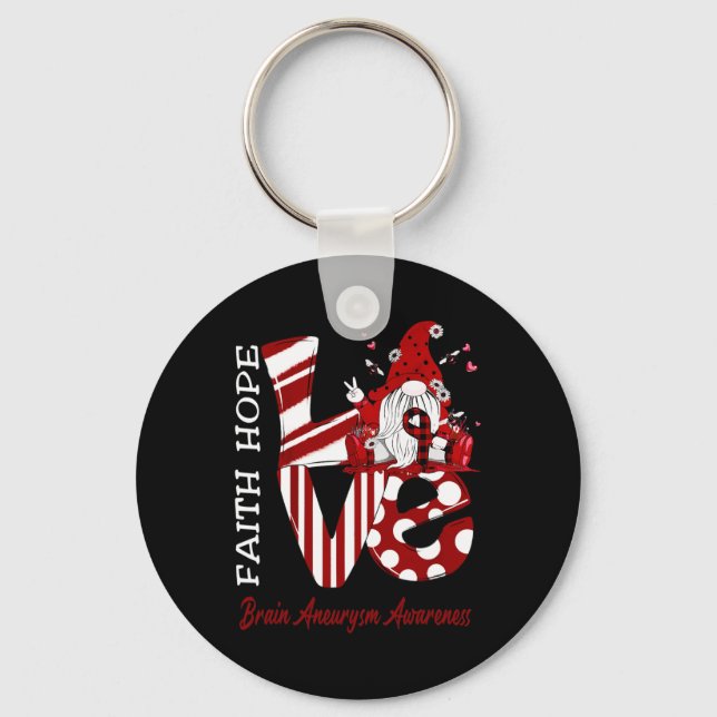 Bee Gnome Love Brain Aneurysm Awareness  Key Ring (Front)