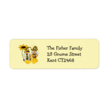 Bee Gnome Sunflower Return Address Labels