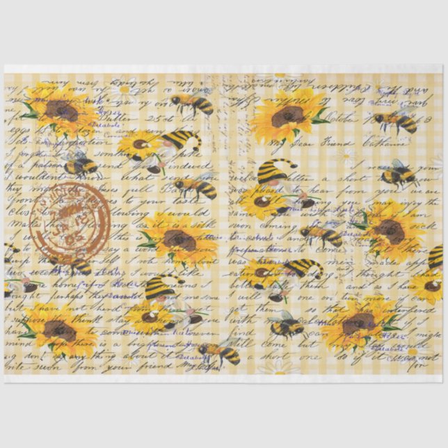 Bee Gnome Sunflower Tissue Paper (Front)