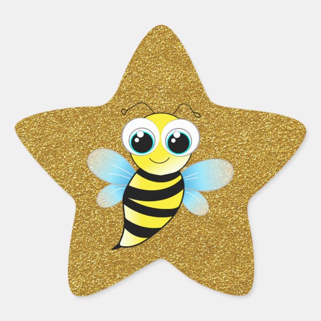 Bee Gold Star Star Sticker (Front)