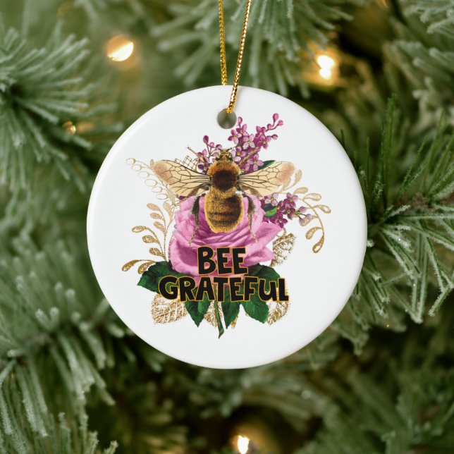 Bee Grateful Ceramic Ornament (Tree)