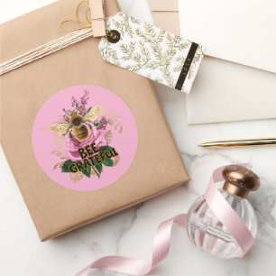 Bee Grateful Classic Round Sticker