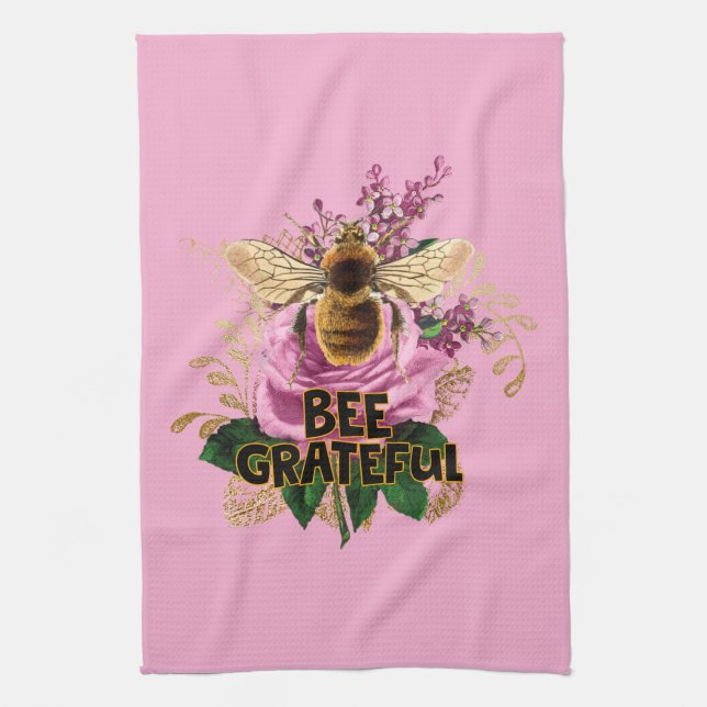 Bee Grateful Tea Towel (Vertical)