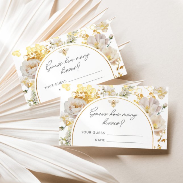 Bee guess how many kisses bridal game enclosure card (Creator Uploaded)