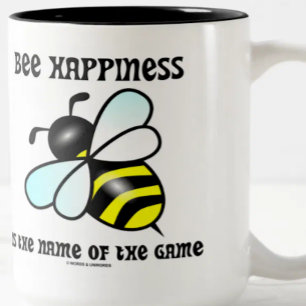 Bee Happiness Is The Name Of The Game (Bee) Two-Tone Coffee Mug