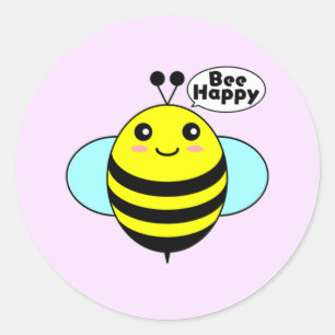 Bee Happy 2 Classic Round Sticker