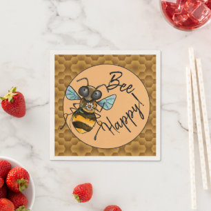 Bee Happy Adorable Honeybee Napkin