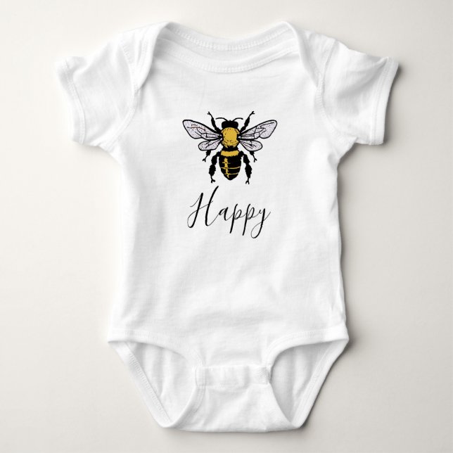 Bee Happy Baby Bodysuit (Front)