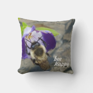 Bee Happy Bee And Flower Cushion