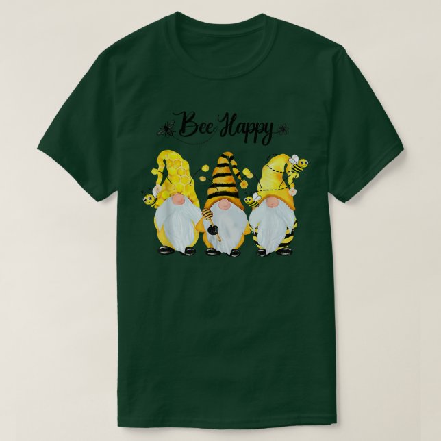 Bee Happy Bee Gnome Spring 487 T-Shirt (Design Front)