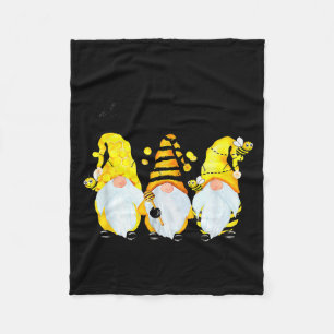 Bee Happy Bee Gnome Spring  Fleece Blanket
