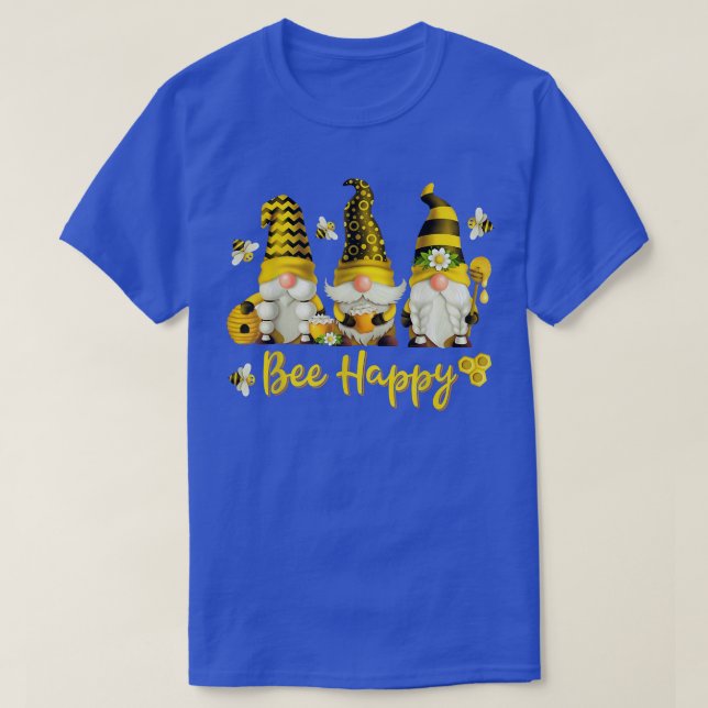 Bee Happy Bee Gnome Spring  T-Shirt (Design Front)