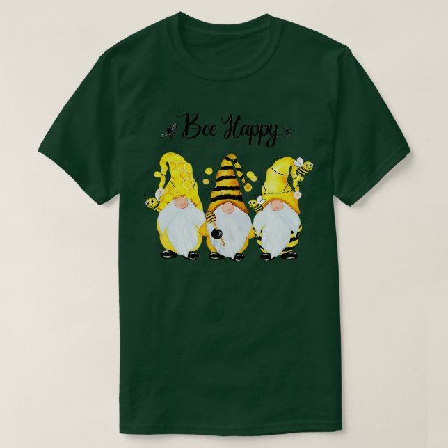 Bee Happy Bee Gnome Spring  T-Shirt (Design Front)