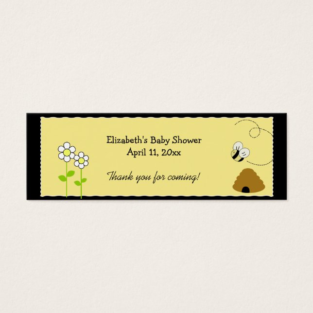 BEE HAPPY BUMBLE BEE Shower / Birthday Favour Tag (Front)