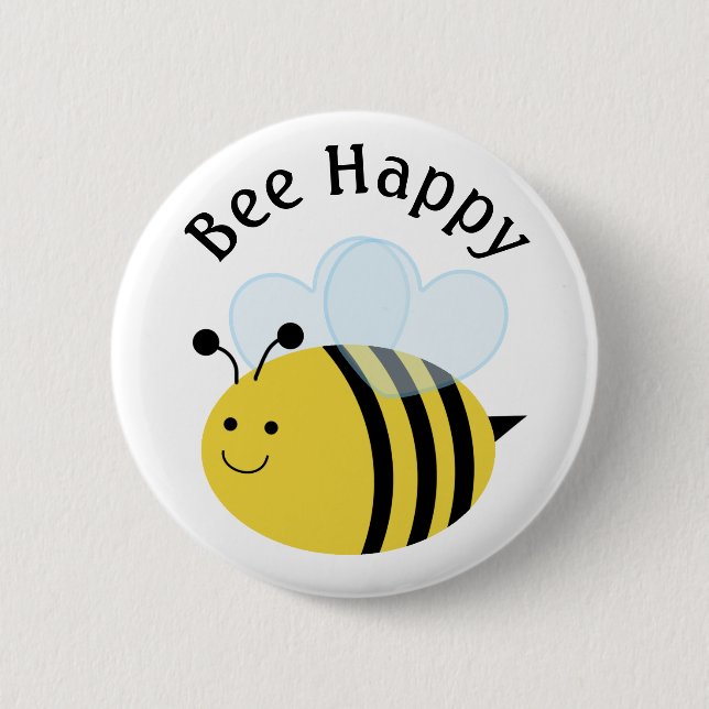 Bee Happy Bumblebee 6 Cm Round Badge (Front)