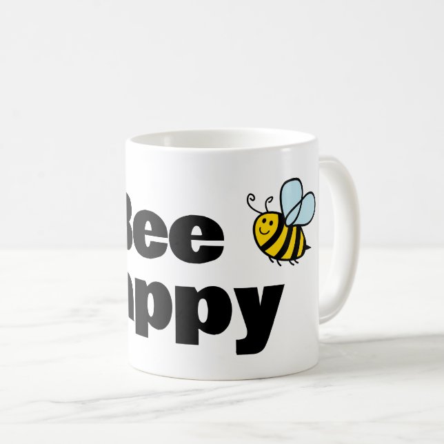 Bee Happy coffee mug gift for beekeepers (Front Right)