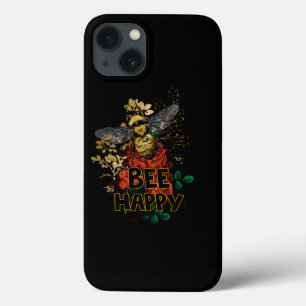 Bee Happy Colourful Bee and Flowers iPhone 13 Case