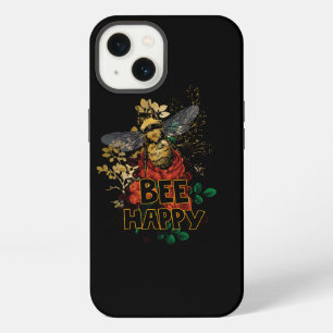 Bee Happy Colourful Bee and Flowers iPhone 13 Case