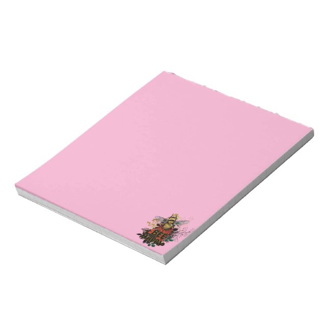 Bee Happy Colourful Bee and Flowers Notepad (Rotated)