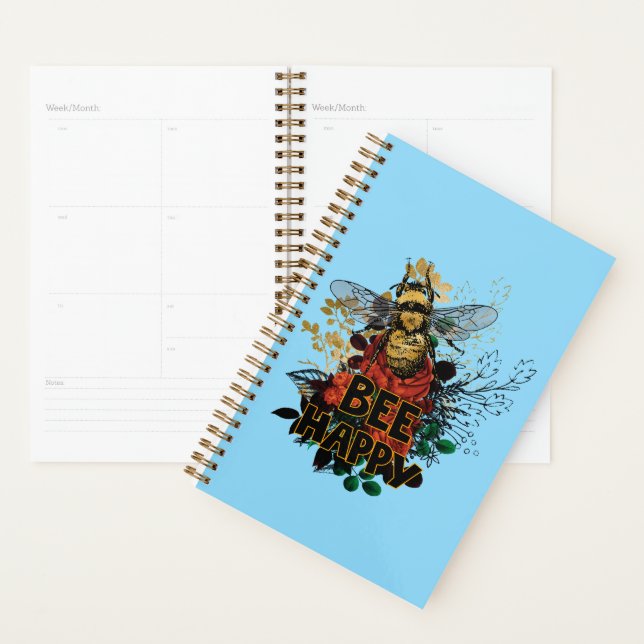 Bee Happy Colourful Bee and Flowers Planner (Display)