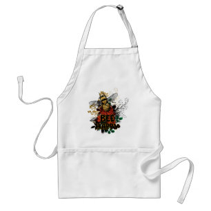 Bee Happy Colourful Bee and Flowers Standard Apron