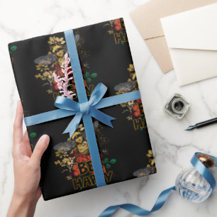 Bee Happy Colourful Bee and Flowers Wrapping Paper